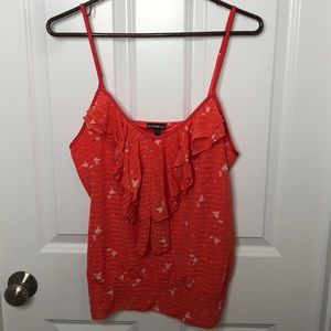 Orange Ruffle Tank Top